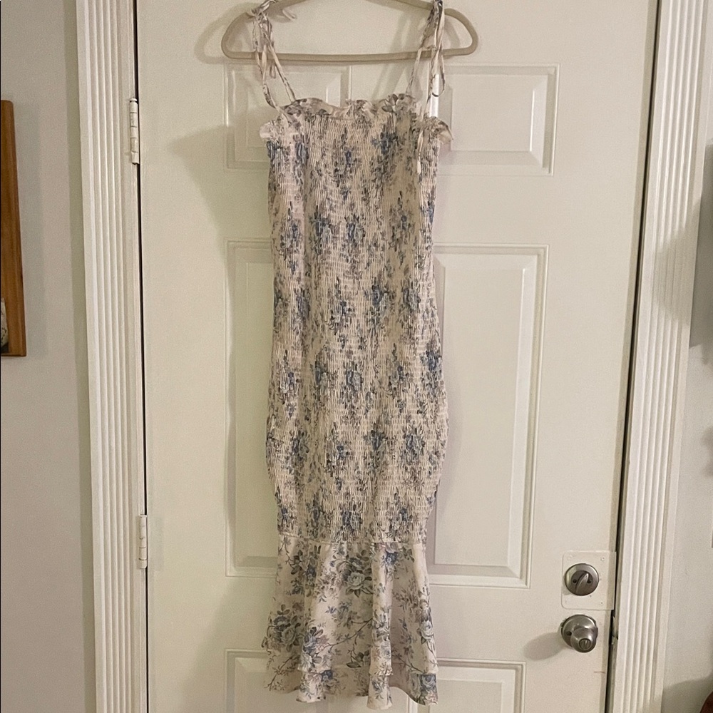 Grace Karin Blue Floral Midi Dress